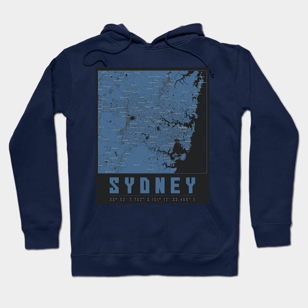 Sydney, NSW, City Map Australia Hoodie by Saraahdesign